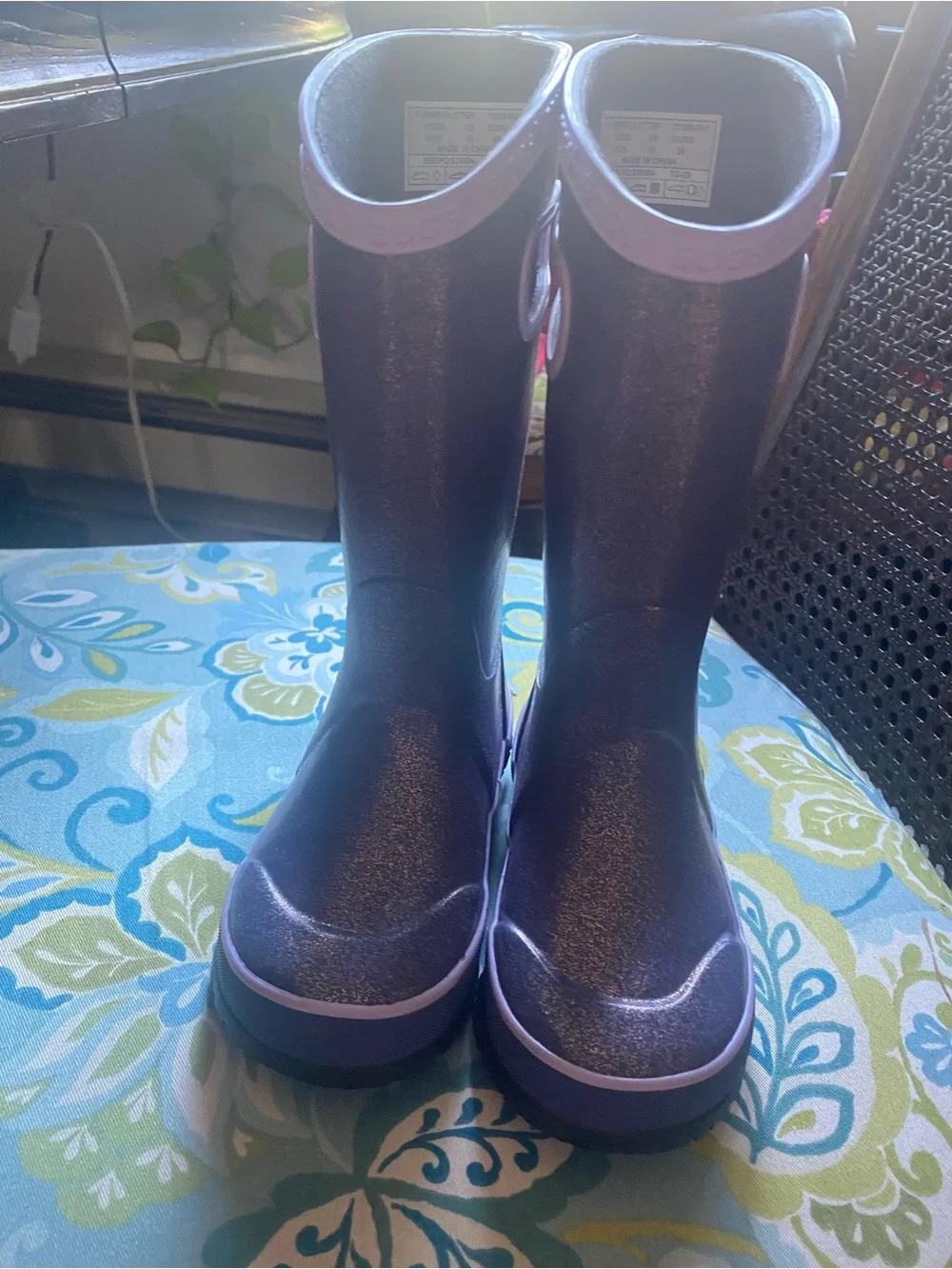 Bogs 10 Purple Glitter Kids Rain Boots NWOB